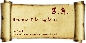 Bruncz Mátyás névjegykártya